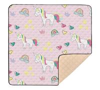 Cute Unicorns Clouds Rainbow Stars Cute Foldable Baby Gym & Activity Mat for Indoor Outdoor Non-Toxic Playroom Activity Mat for Baby Toddler Infant, 50'' x 50''