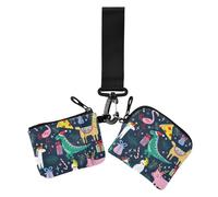 Cute Unicorns Flamingo Hope Pizza Alpaca Animals Dual Coin Purse Credit Card Holder Wallet Small Portable Zipper Wallet Coin Bag with Wristlet Strap for Daily Use 2 Packs