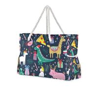 Cute Unicorns Flamingo Hope Pizza Alpaca Animals Sandproof Personal Item Travel Bag with Side Pocketes Tote Bag Portable Travel Bag Good for Travel Pool Swim Beach Vacation Necessities