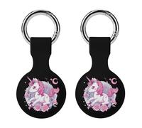Cute Unicorns Keychain Holder Case Compatible with AirTag Waterproof Silicone Shell Protective Case 2PCS
