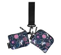 Cute Unicorns Stars and Planets Card Holder for Women Large Capacity Business Card Holder with Zipper Compartment, for Women Men, 2 Pieces, Multicolor, 4.13"(L) x, Multicoloured., 4.13"(L) x 3.5"(W),