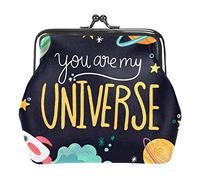 Cute Universe with Planets and Lettering with Quote Coin Purse Vintage Pouch Buckle Clutch Bag Kiss-Lock Change Purse Clasp Closure Wallets for Women Girl
