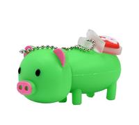 Cute USB flash drive Cartoon pig shaped silicone thumb U-Disk Creative Gift Data Storage Pendrive (Green, 128GB)