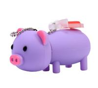 Cute USB flash drive Cartoon pig shaped silicone thumb U-Disk Creative Gift Data Storage Pendrive (Purple, 128GB)