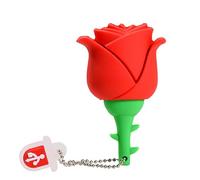 Cute USB flash drive Cartoon pig shaped silicone thumb U-Disk Creative Gift Data Storage Pendrive (Red Rose, 64GB)