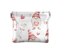 Cute Valentine Cartoon Gnomes Hearts Women's Leather Coin Purse Unique Pocket Purse Makeup Bag for Women Ladies, cute valentine Cartoon gnomes hearts, One Size, Print Art