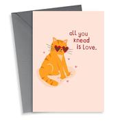 Cute Valentines Card - Cat Making Biscuits - all you knead is love pun