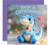 Cute Anniversary Card - Cutie Saurus Blue Dinosaur - Romantic Happy Anniversary Card for Women Men, 145mm Sweet I Love You Anniversaries Greeting Cards