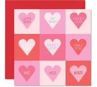 Cute Valentines Card for Boyfriend Girlfriend Husband Wife Partner - Love Hearts - Romantic Valentine Card for Women Men Her Him, 145mm Anniversary Greeting Cards Fiance Fiancee