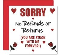 Cute Anniversary Card for Husband Wife Boyfriend Girlfriend - No Refunds or Returns - Funny Wedding Anniversary Card for Women Men Her Him, 145mm Greeting Cards Fiance Fiancee