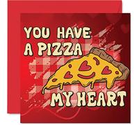 Cute Valentines Card for Husband Wife Boyfriend Girlfriend - Pizza My Heart - Funny Valentine's Day Card for Women Men Her Him, 145mm Birthday Greeting Cards Fiance Fiancee
