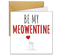 Cute Valentines Card Girlfriend | Be my MEOWentine Valentine’s Day Card for boyfriend Husband Wife Him Her Anyone | Nice Cute Luxurious Card to the one I love | Pet Cat | Size 15cm x 15 cm