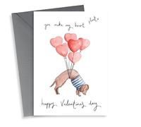 Cute Valentines Card - Sausage Dog - You Make My Heart Float