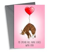 Cute Valentine's Day/Anniversary Card - Nine Lives - Cat