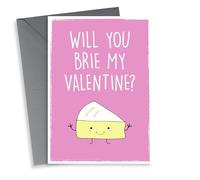 Cute Valentines Day Card - Cheese - Pun - Will You Brie My Valentine