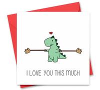 Cute Valentine's Day Card for Him or Her - Valentine's Day Card for Girlfriend, Boyfriend, Husband or Wife - Valentine's Day Card for Fiance Fiancee - Funny Romantic Dinosaur Valentine's Day Card