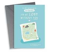Cute Valentines Day Card - For Husband - I'd Be Lost Without You (Literally)