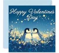 Cute Valentines Day Card - Penguins in Love - Romantic Happy Valentines Card for Women Men, 145mm I Love You Valentine Greeting Cards