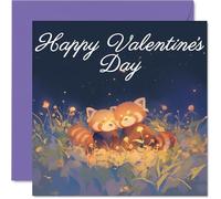 Cute Valentines Day Card - Red Pandas in Love - Romantic Happy Valentines Card for Women Men, 145mm I Love You Valentine Greeting Cards