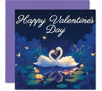 Cute Valentines Day Card - Swans in Love - Romantic Happy Valentines Card for Women Men, 145mm I Love You Valentine Greeting Cards