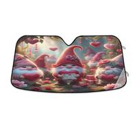Cute Valentine's Day Gnomes Car Windshield Sunshade Foldable Car Shield Sun Protector Keep Your Vehicle Cool Blocks UV Rays Car Windshield Cover, 57" x 31.5"