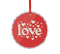 Cute Valentine's Day Hearts Word Love Crystal Glass Hanging Ornaments for Christmas Tree Decor