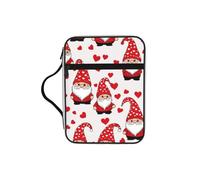 Cute Valentine's Gnomes Bible Cover Case with Handle, Water-Resistant Oxford Fabric Bible Bag Organizer with Zipper Pockets for Church