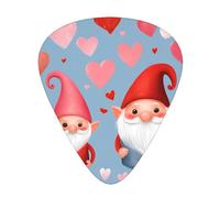 Cute Valentine'S Love Gnomes 12 Pack Guitar Picks With 3 Thicknesses And Storage Box, Abs Plectrums For Electric Bass Guitar Players