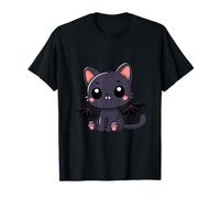 Cute Vampire Cat with Bat Wings - Spooky Funny Halloween T-Shirt