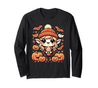 Cute Vampire Coffee Lover Halloween Fall Pumpkin Long Sleeve T-Shirt