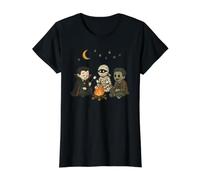 Cute Vampire Mummy Zombie Campfire Camping Value Graphic T-Shirt, Women, Black, XL