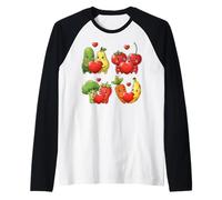 Cute Vegan Couples Fruit & Veggie Valentine Raglan Baseball Tee