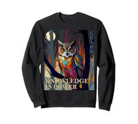 Cute Vibrant Owl Pictures with Wisdom Quote and Full Moon Sweatshirt