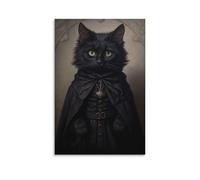 Cute Victorian Cat Portrait Halloween Gothic Wall Art Paintings Canvas Prints Poster Artwork for Living Room Bedroom Bathroom Office Home Decor 20x30inch(50x75cm)