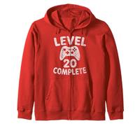 Cute Video Gamer 20th Birthday Gift Funny Level 20 Complete Zip Hoodie