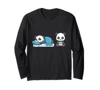 Cute Video Gaming Panda Sleep and Game Sleep Game Long Sleeve T-Shirt