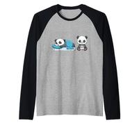 Cute Video Gaming Panda Sleep and Game Sleep Game Raglan Baseball Tee