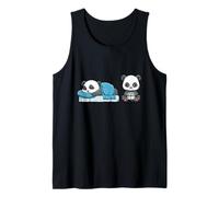 Cute Video Gaming Panda Sleep and Game Sleep Game Tank Top