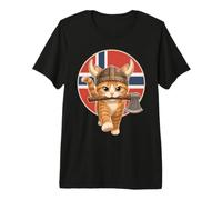 Cute Viking Cat Norway Flag Odin Valhalla Norse Mythology Premium T-Shirt