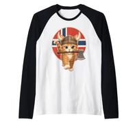 Cute Viking Cat Norway Flag Odin Valhalla Norse Mythology Raglan Baseball Tee