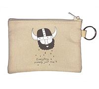 Cute Viking Sketch Everything Probably Just Fine Key Chain Coin Purse Beige