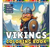 Cute Vikings Coloring Book Gift for Adults Men Women Kids Boys Girls Teens 50 Pages Single Sided Vikings Warrior Coloring Activity Book for Children ... Relief Norse Vikings Mythology Coloring Book