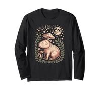 Cute Vintage Capybara Sleeping Beneath a Woodland Toadstool Long Sleeve T-Shirt