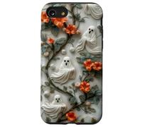 Cute Vintage Ghost 3D Embroidered Look Floral Charm Viral Case for iPhone SE (2020) / 7 / 8