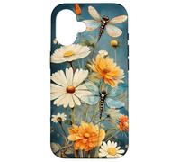 Cute Vintage Illustration Daisy Flowers Dandelion Dragonfly Case for iPhone 16