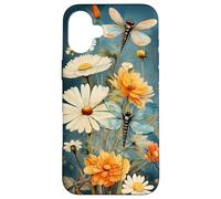 Cute Vintage Illustration Daisy Flowers Dandelion Dragonfly Case for iPhone 16 Plus