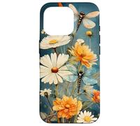 Cute Vintage Illustration Daisy Flowers Dandelion Dragonfly Case for iPhone 16 Pro