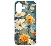 Cute Vintage Illustration Daisy Flowers Dandelion Dragonfly Case for iPhone 17