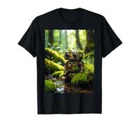 Cute Vintage Steampunk Robot Overgrown Moss Nature Forest T-Shirt