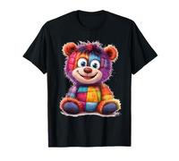 Cute Vintage Teddybear in Patch Work Splash Colours Kids T-Shirt